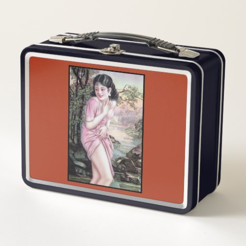Girl in Stream Vintage Chinese Shanghai Pinup  Metal Lunch Box