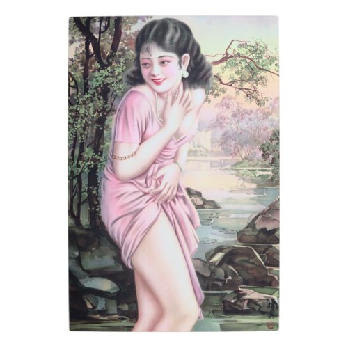 Girl in Stream Vintage Chinese Shanghai Pinup  Metal Print