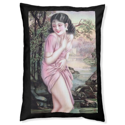 Girl in Stream Vintage Chinese Shanghai Pinup  Pet Bed