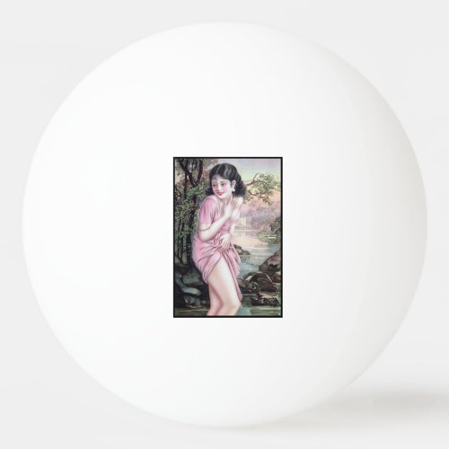 Girl in Stream Vintage Chinese Shanghai Pinup  Ping Pong Ball