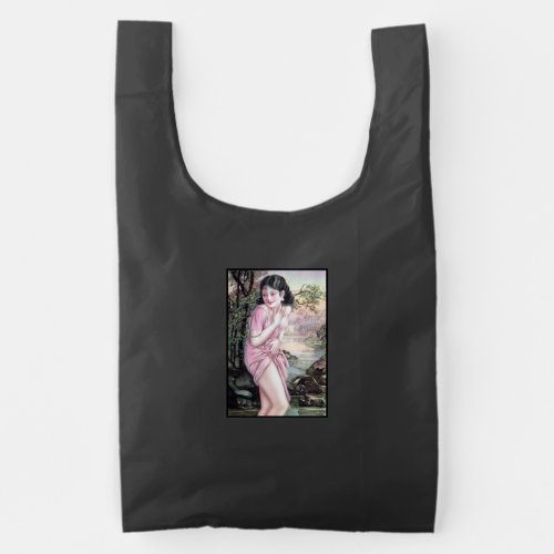 Girl in Stream Vintage Chinese Shanghai Pinup  Reusable Bag