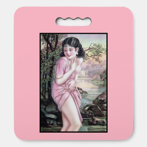 Girl in Stream Vintage Chinese Shanghai Pinup  Seat Cushion