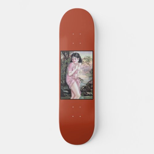 Girl in Stream Vintage Chinese Shanghai Pinup  Skateboard
