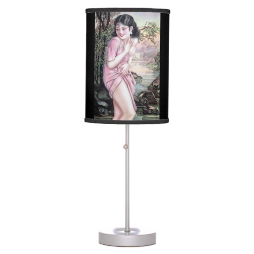 Girl in Stream Vintage Chinese Shanghai Pinup  Table Lamp