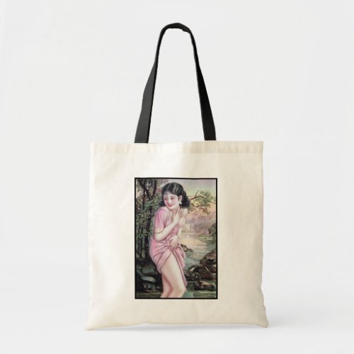 Girl in Stream Vintage Chinese Shanghai Pinup  Tote Bag