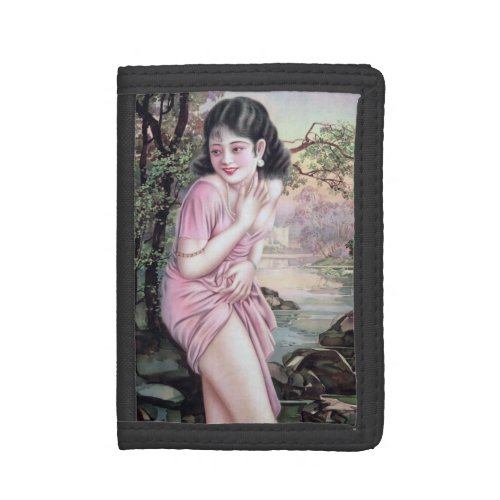 Girl in Stream Vintage Chinese Shanghai Pinup  Trifold Wallet