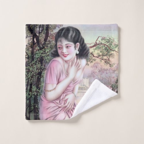 Girl in Stream Vintage Chinese Shanghai Pinup  Wash Cloth