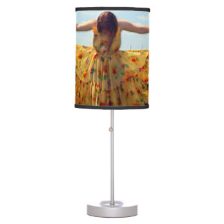 Girl in Sunflower Field Table Lamp