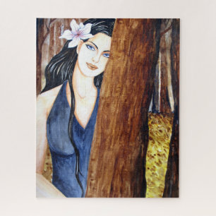Girl in the Forest Acrylic Figure Painting Jigsaw Puzzle