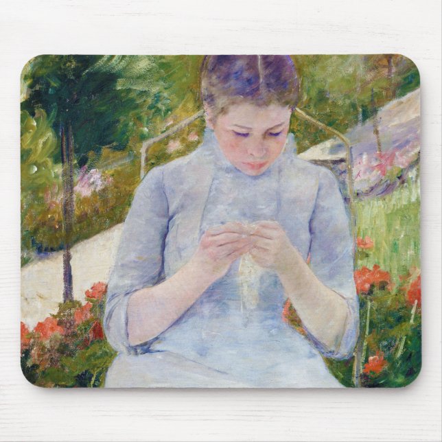 Girl in the Garden, Mary Cassatt Mouse Pad (Front)