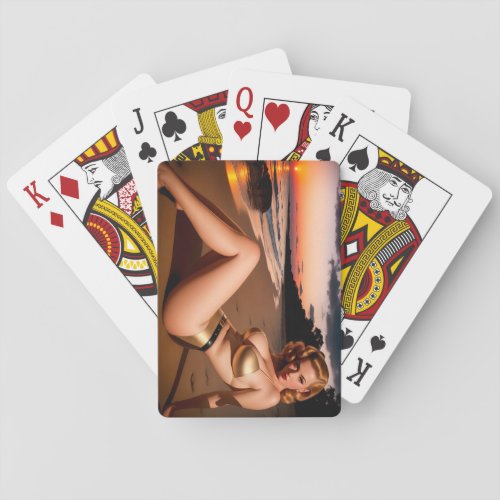 Girl in the Golden Bikini Poker Cards