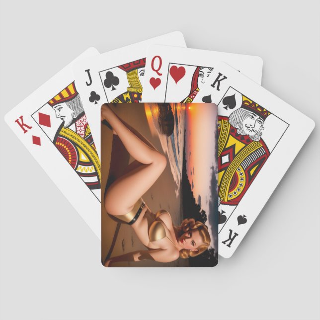 Girl in the Golden Bikini Poker Cards (Back)