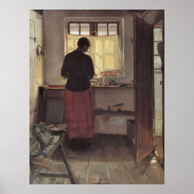 Girl in the kitchen by Anna Ancher Poster (Front)