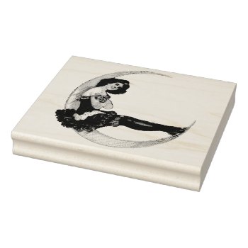 Girl In The Moon Rubber Stamp by Strangeart2015 at Zazzle