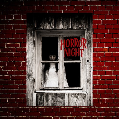 Girl in the Window Horror Night Halloween Print 