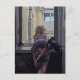 Girl in the window postcard