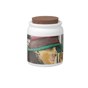 Girl in Vivid Hat Candy Jar