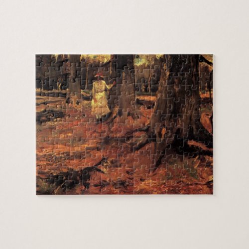 Girl in White in the Woods by Vincent van Gogh Jigsaw Puzzle