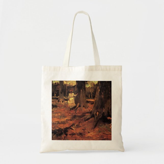 Girl in White in the Woods by Vincent van Gogh Tote Bag (Front)