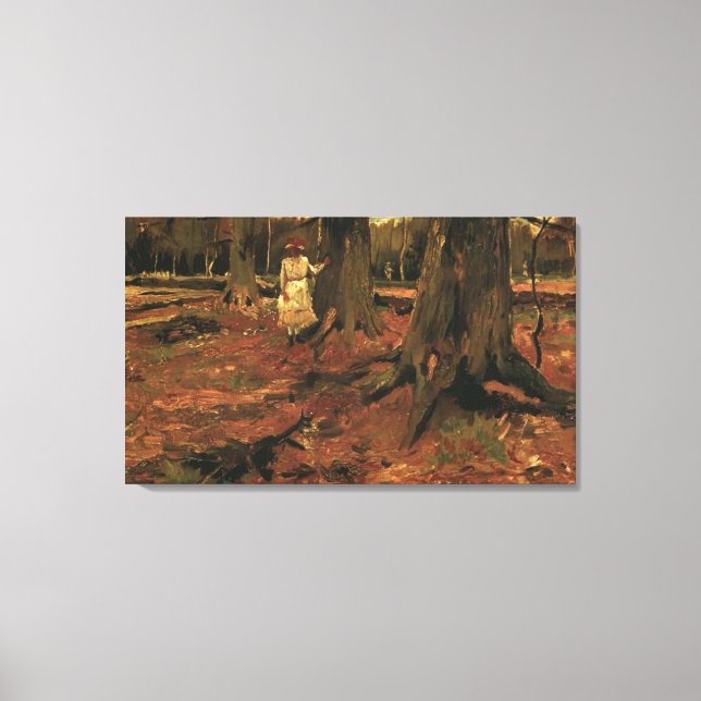 Girl in white in the woods, Vincent van Gogh Canvas Print (Front)