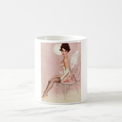 Girl in Wicker Chair Pin Up Art Coffee Mug