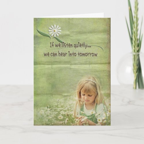 girl in wildflowers birthday card