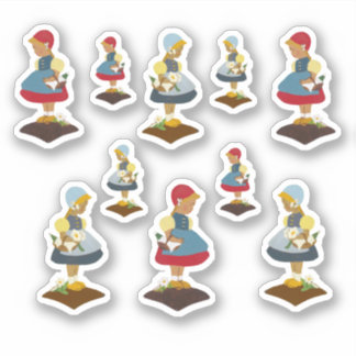 Girl in Wooden Shoes Sticker