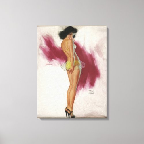 Girl in Yellow Bikini Pin Up Art Canvas Print