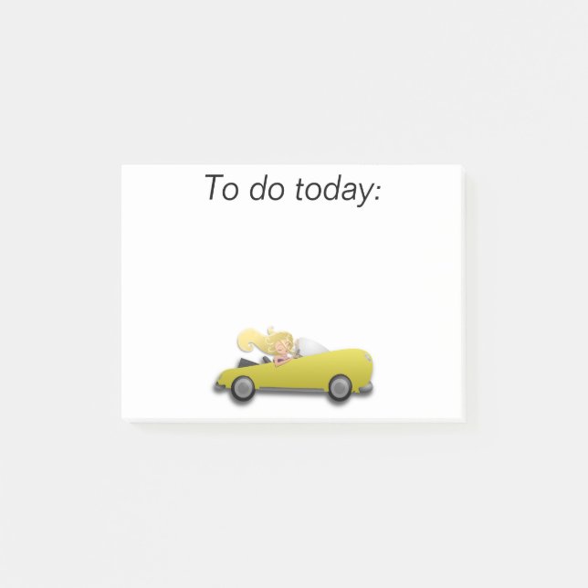 Girl in Yellow Car Post It Note (Front)