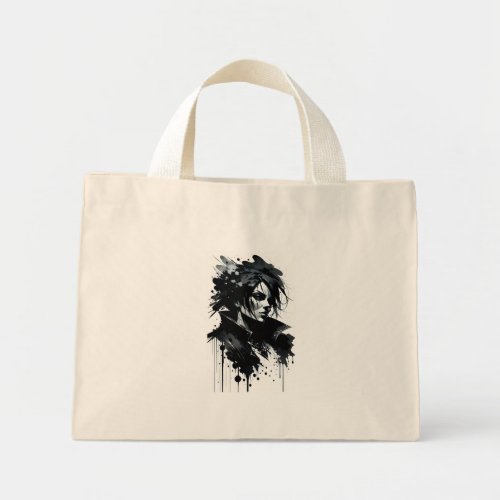 girl ink drawing art mini tote bag