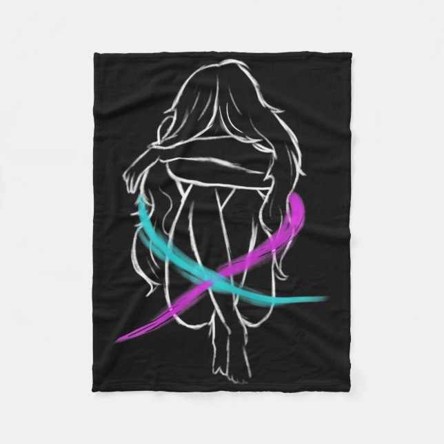 Girl Is Crying Introvert Suicide Prevention Awaren Fleece Blanket (Front)