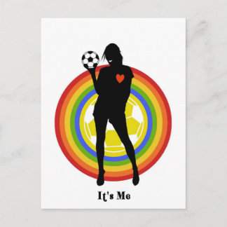 girl, it's me , soccer player and big fans postcard