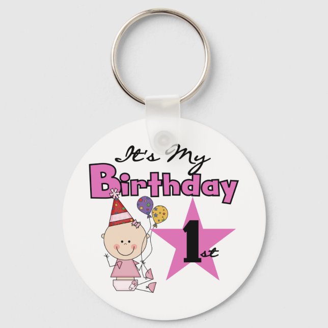 Girl It's My Birthday Tshirts and Gifts Keychain (Front)