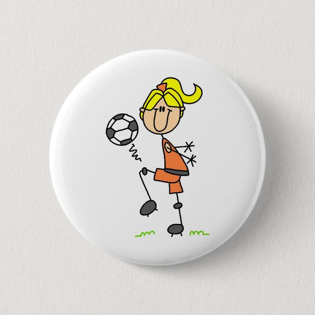 Girl Juggling Soccer Ball Button (Front)