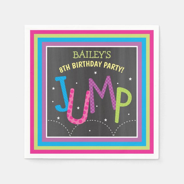 Girl Jump Birthday Party Trampoline Bounce House Napkins (Front)