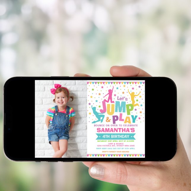 Girl Jump Birthday / Trampoline Party Bounce House Invitation (Front Digital)