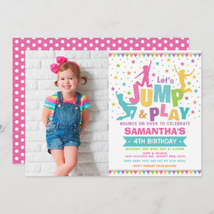 Girl Jump Birthday / Trampoline Party Bounce House Invitation