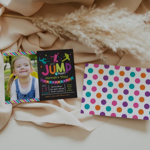 Girl Jump  Play Bounce House Birthday Invitations