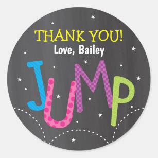 Girl Jump Trampoline Birthday Party Bounce House Classic Round Sticker