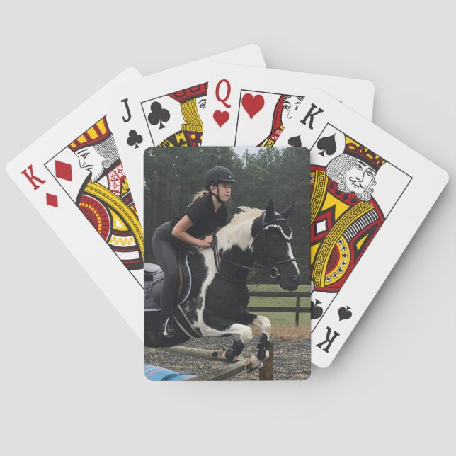 Girl jumping horse, Horse jumping Poker Cards (Back)
