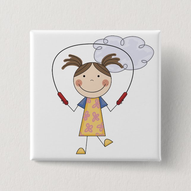 Girl Jumping Rope  T-shirts and Gifts Pinback Button (Front)