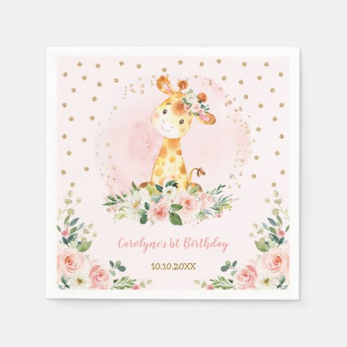 Girl Jungle Baby Shower Wild Animals Birthday Napkins