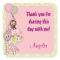 Girl Jungle Safari Animal square sticker pink JJ