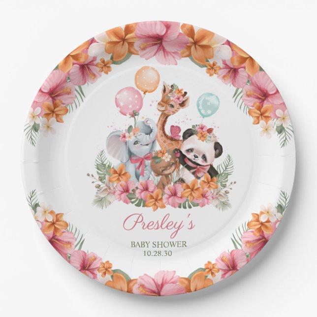 Girl Jungle Safari Paper Plates (Front)