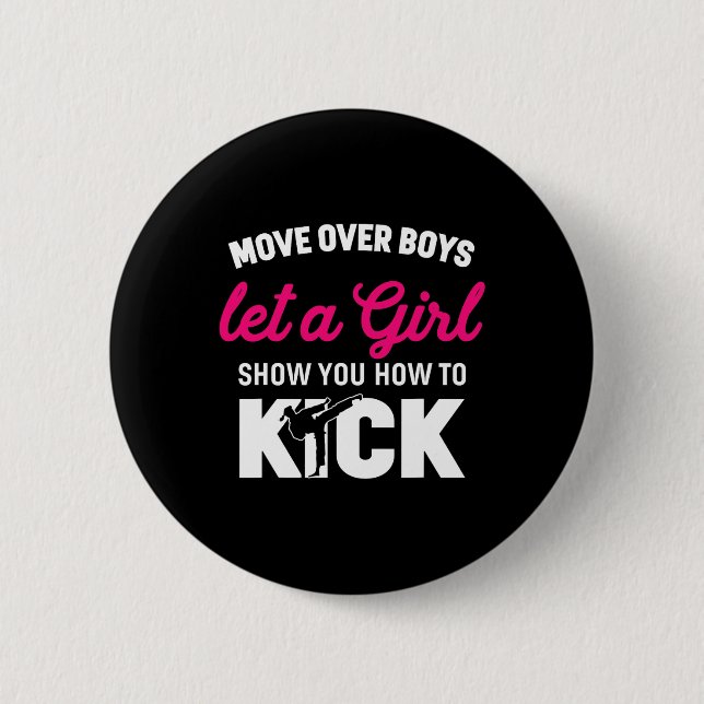 Girl Karate Funny Daughter Kick Boxer Gift  Button (Front)