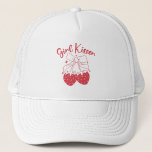 Girl Kisser Cute Coquette Strawberry Lesbian Pride Trucker Hat