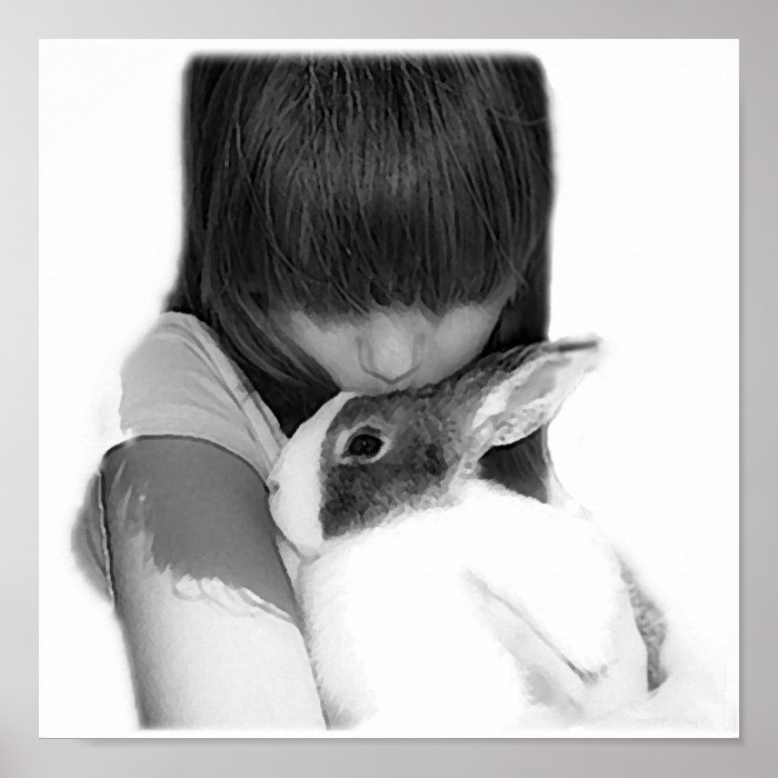 Girl kissing Dutch bunny rabbit Posters