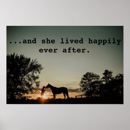 Girl Kissing Horse She Lived Happily Ever After Poster