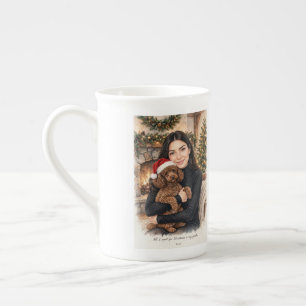 Girl kissing Poodle Puppy–Poodle Mom Bone China Mug