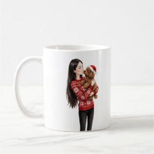 Girl kissing Poodle Puppy–Poodle Mom Coffee Mug